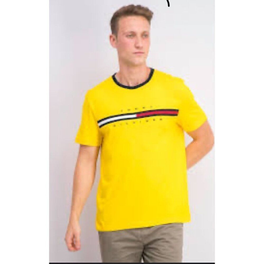 Tommy Hilfiger Men’s Yellow Logo Short Sleeve T-Shirt Size XL
